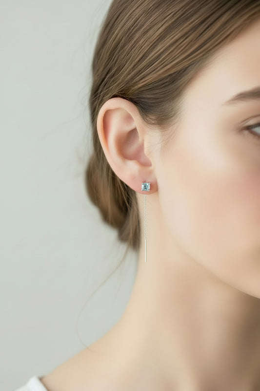 Orecchino saliscendi silver in argento 925 - Unalome Gioielli