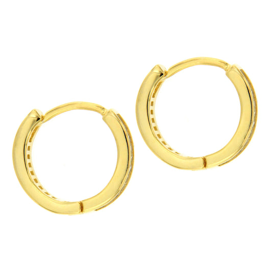 Orecchini cerchio 10mm con zirconi taglio carré da 2mm