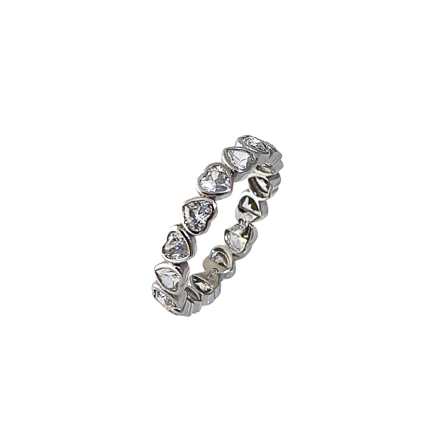 Anello Eternity con zirconia a cuore da 3mm bordati