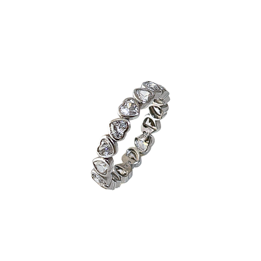 Anello Eternity con zirconia a cuore da 3mm bordati
